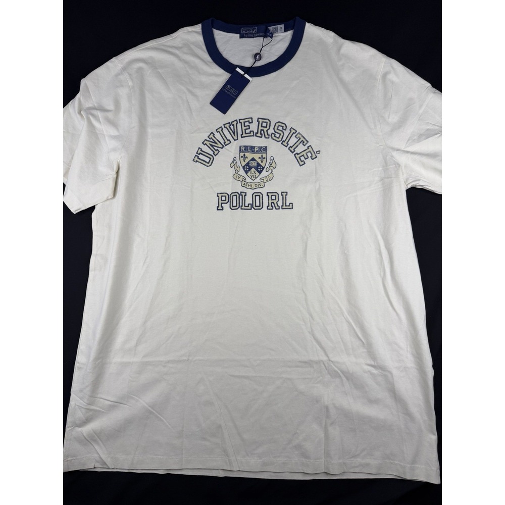 Polo Ralph Lauren Universite Crest Ringer T-Shirt White Navy Blue Men's, 2XLT